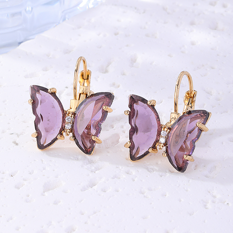 1 Pair Sweet Butterfly Plating Inlay Copper Zircon Gold Plated Earrings display picture 5