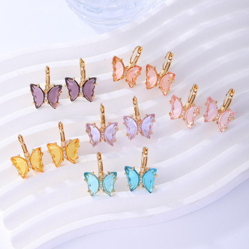 1 Pair Sweet Butterfly Plating Inlay Copper Zircon Gold Plated Earrings display picture 1