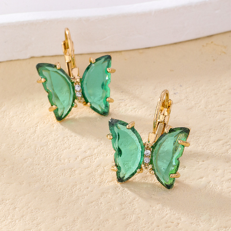 1 Pair Sweet Butterfly Plating Inlay Copper Zircon Gold Plated Earrings display picture 6