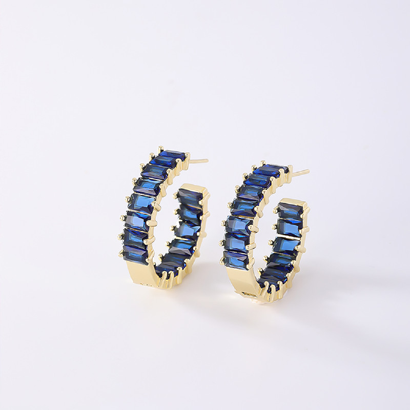 1 Pair Simple Style Solid Color Plating Copper Zircon K Gold Plated Ear Studs display picture 4