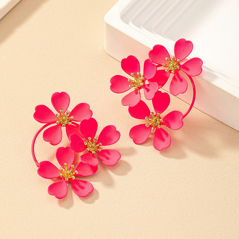 1 Pair Nordic Style Retro French Style Flower Spray Paint Plating Alloy Drop Earrings display picture 1