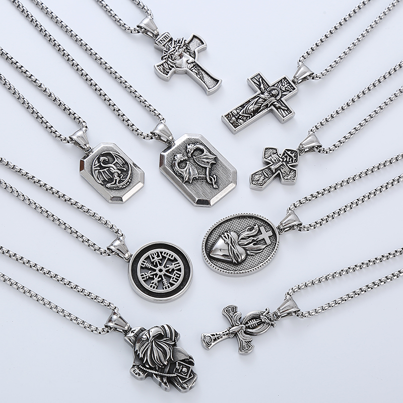 Punk Cool Style Cross 304 Stainless Steel No Inlaid Men'S Necklace Pendant display picture 11