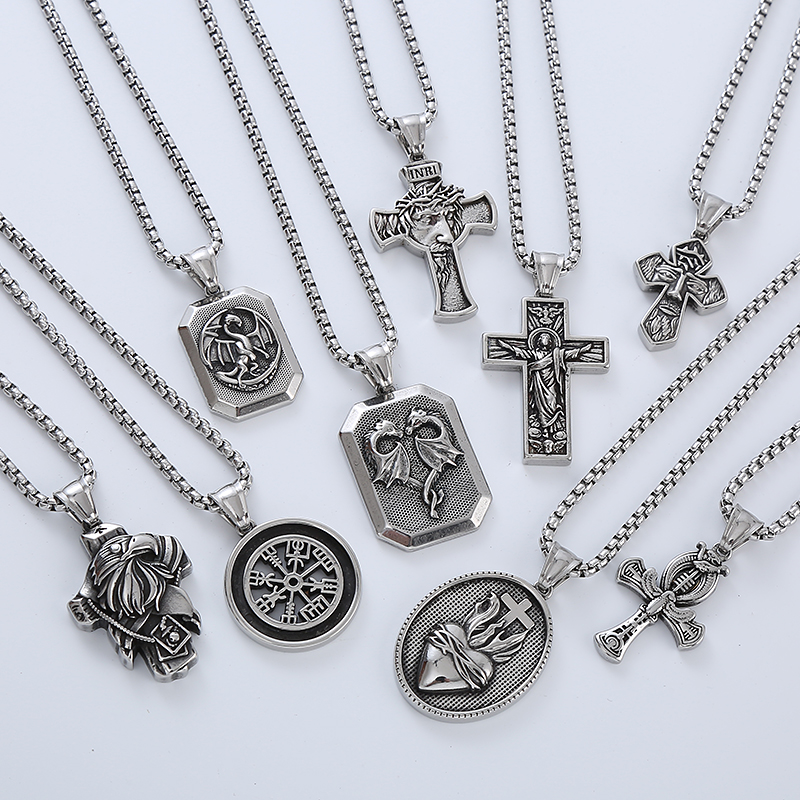 Punk Cool Style Cross 304 Stainless Steel No Inlaid Men'S Necklace Pendant display picture 12