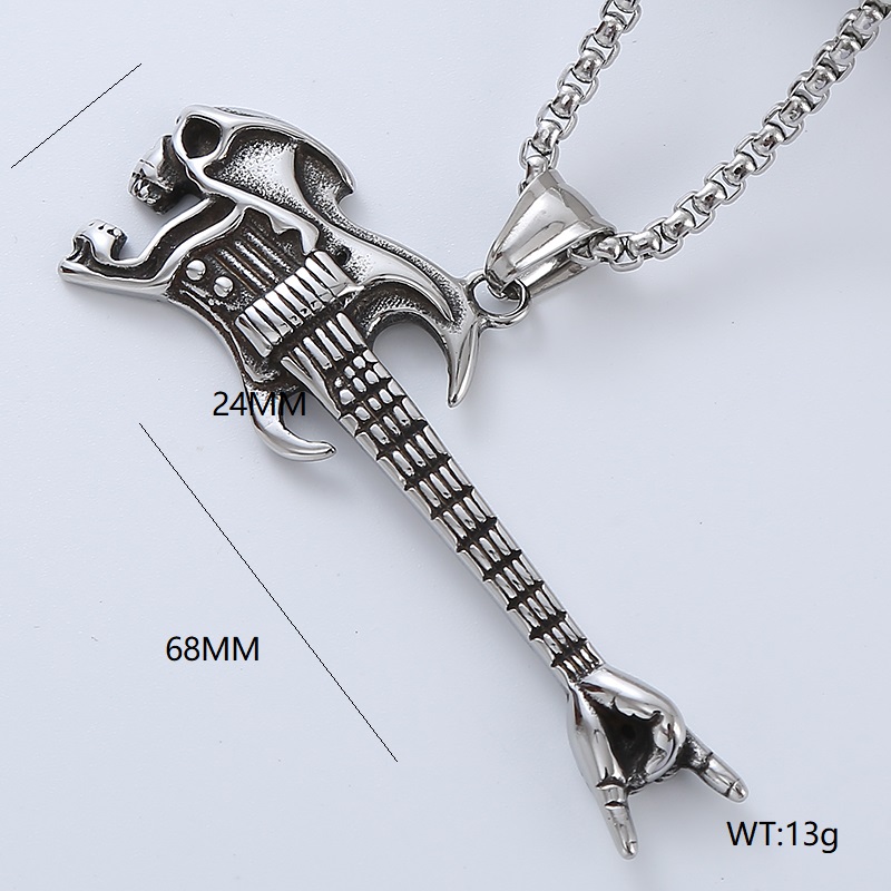 Rock Streetwear Geometric Guitar Stainless Steel Men's Pendant Necklace Necklace Pendant display picture 1