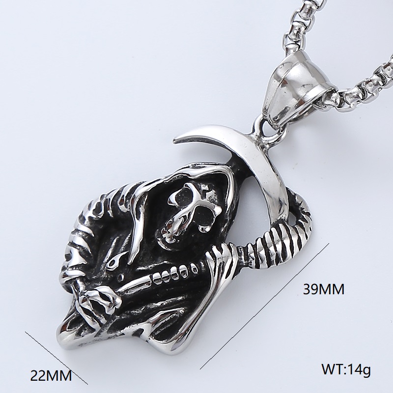 Vintage Style Punk Geometric Skull Stainless Steel Men's Pendant Necklace display picture 2