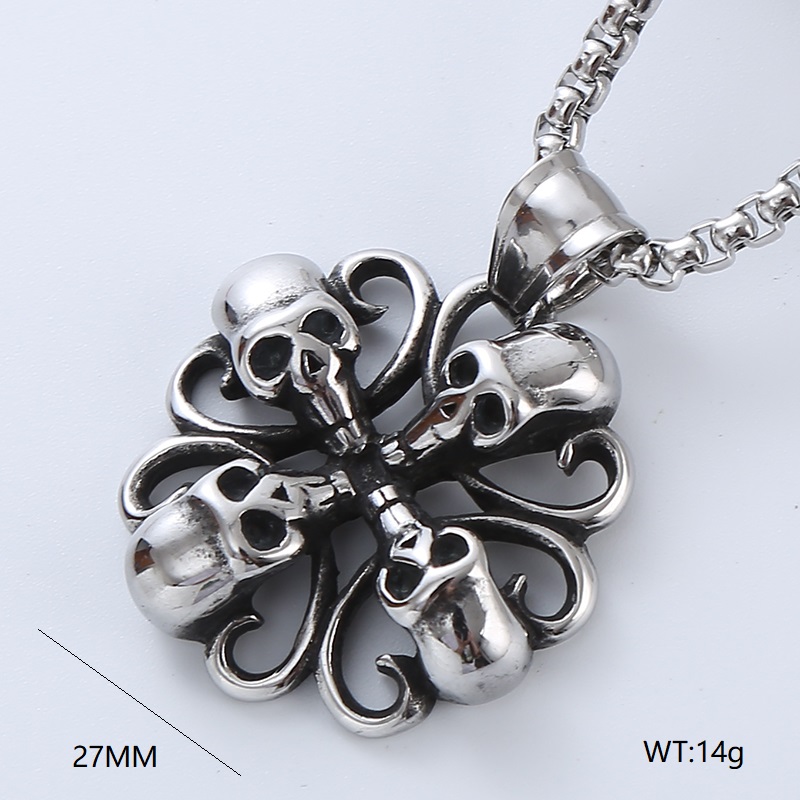 Vintage Style Punk Geometric Skull Stainless Steel Men's Pendant Necklace display picture 1