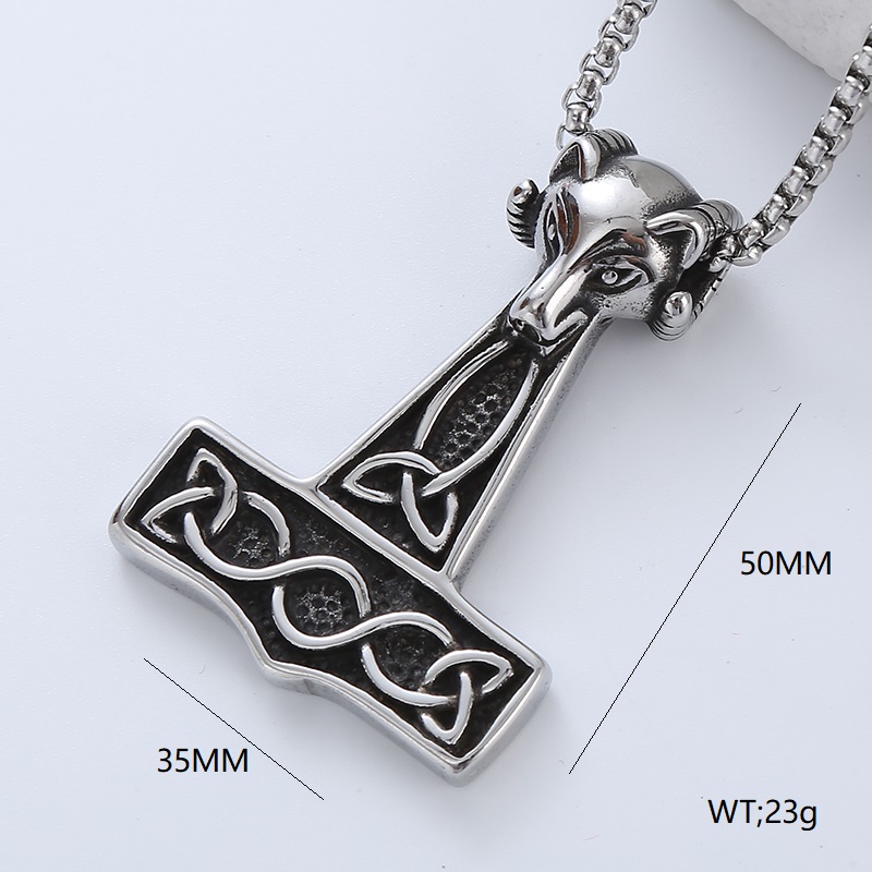 Vintage Style Punk Geometric Skull Stainless Steel Men's Pendant Necklace display picture 3