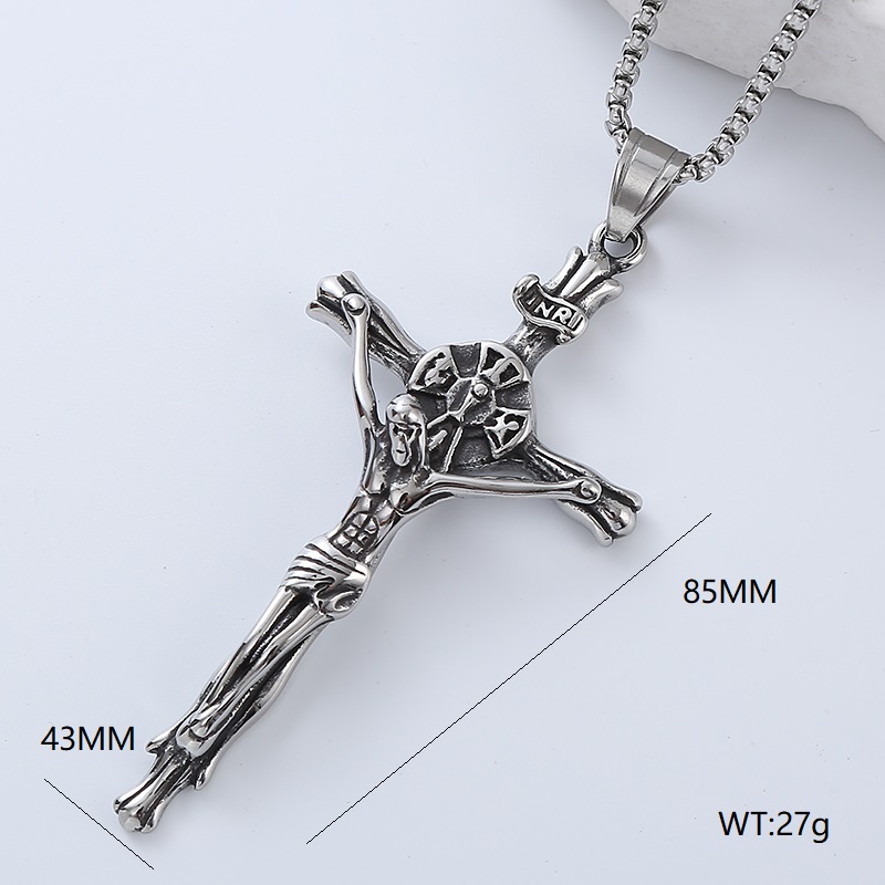 Rock Streetwear Cross Stainless Steel Men's Pendant Necklace display picture 3