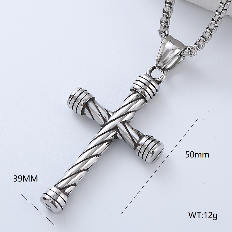 Rock Streetwear Cross Stainless Steel Men's Pendant Necklace display picture 5