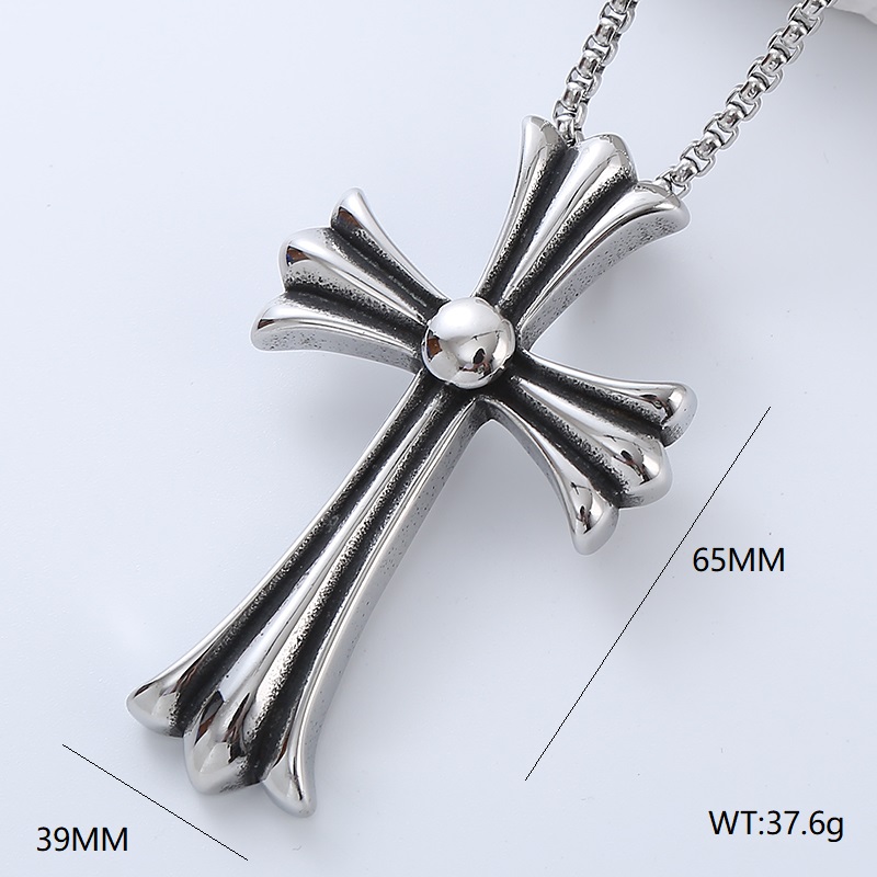 Rock Streetwear Cross Stainless Steel Men's Pendant Necklace display picture 4