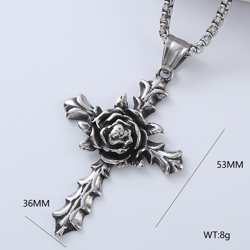 Rock Streetwear Cross Stainless Steel Men's Pendant Necklace display picture 2