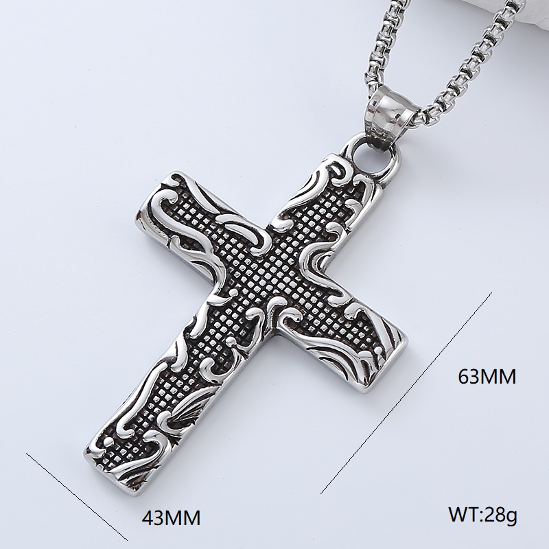 Rock Streetwear Cross Stainless Steel Men's Pendant Necklace display picture 7