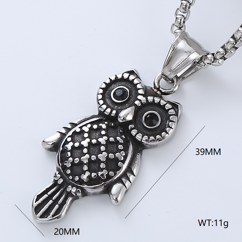 Style Vintage Punk Vêtement De Rue Lune Aigle Acier Inoxydable 304 Pas D'Incrustation Hommes Collier Pendentif display picture 2