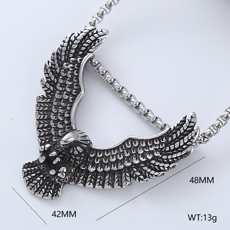 Vintage Style Punk Streetwear Moon Eagle 304 Stainless Steel No Inlaid Men'S Necklace Pendant display picture 6