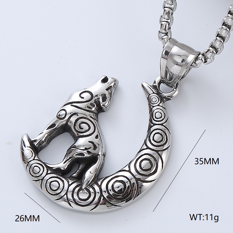 Vintage Style Punk Streetwear Moon Eagle 304 Stainless Steel No Inlaid Men'S Necklace Pendant display picture 5