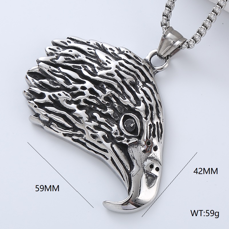 Vintage Style Punk Streetwear Moon Eagle 304 Stainless Steel No Inlaid Men'S Necklace Pendant display picture 9