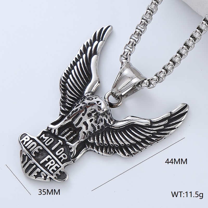 Vintage Style Punk Streetwear Moon Eagle 304 Stainless Steel No Inlaid Men'S Necklace Pendant display picture 4