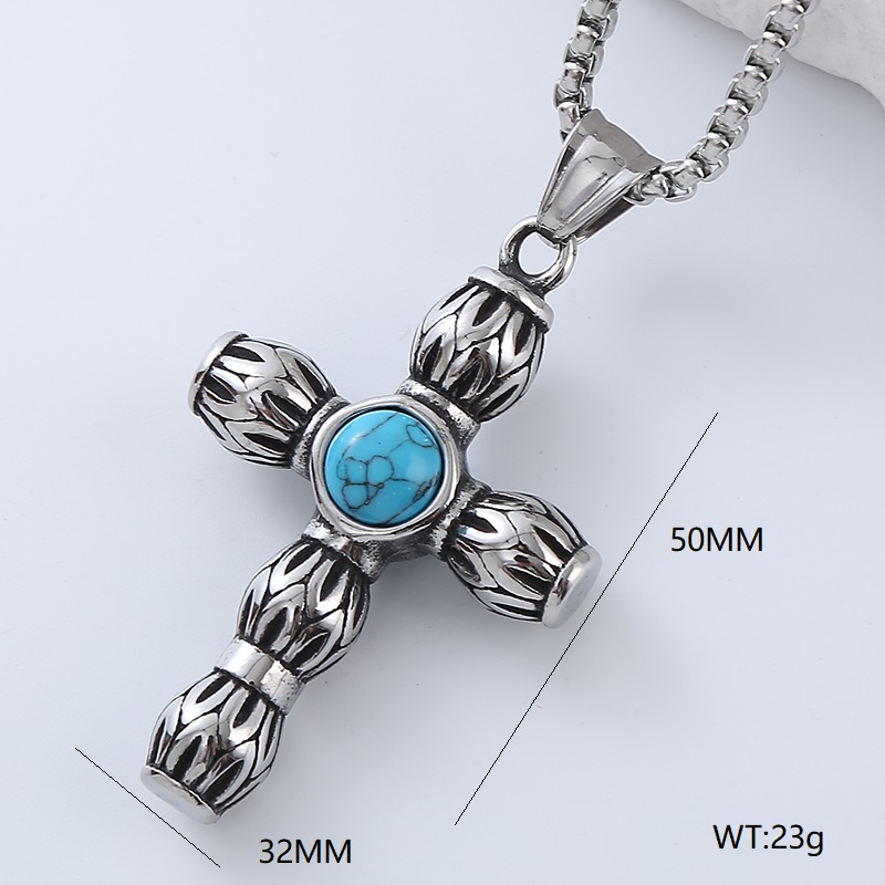 Punk Streetwear Cool Style Cross Devil'S Eye 304 Stainless Steel No Inlaid Men'S Pendant Necklace display picture 5