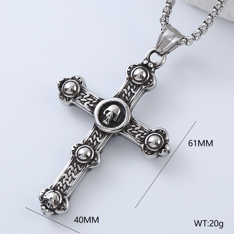 Punk Streetwear Cool Style Cross Devil'S Eye 304 Stainless Steel No Inlaid Men'S Pendant Necklace display picture 2