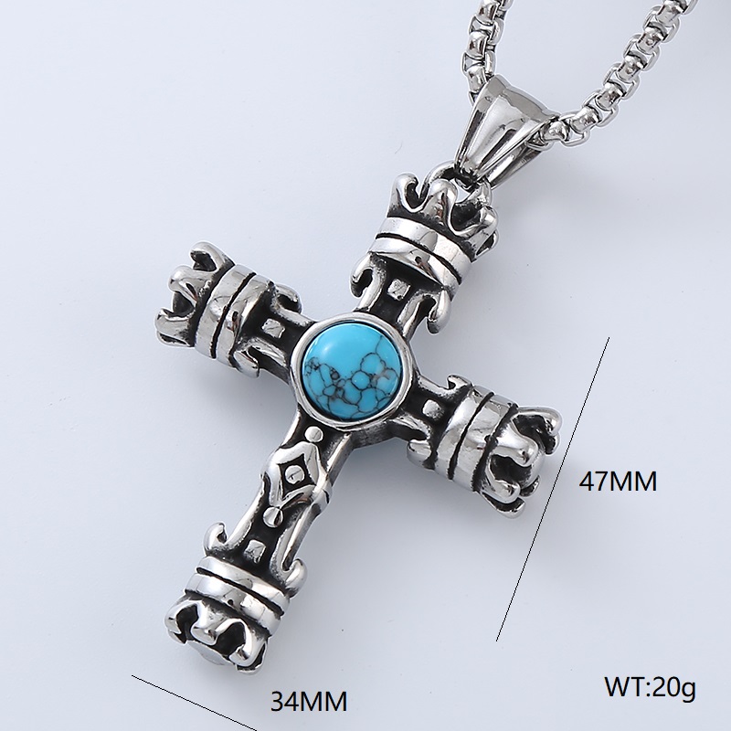Punk Streetwear Cool Style Cross Devil'S Eye 304 Stainless Steel No Inlaid Men'S Pendant Necklace display picture 3