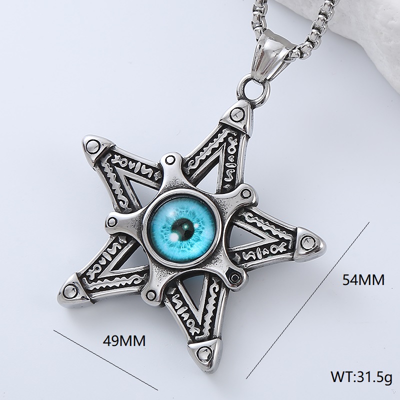 Punk Streetwear Cool Style Cross Devil'S Eye 304 Stainless Steel No Inlaid Men'S Pendant Necklace display picture 6