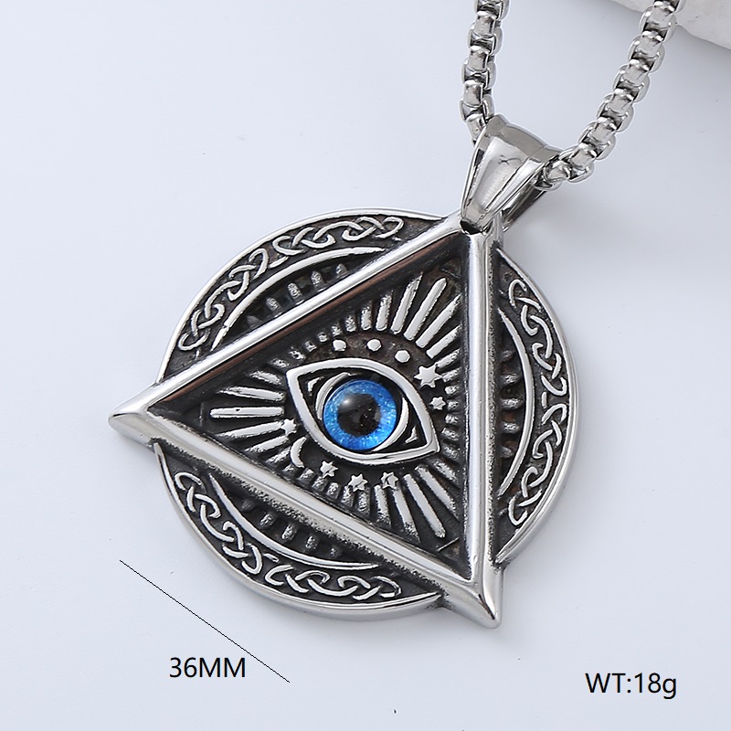 Punk Streetwear Cool Style Cross Devil'S Eye 304 Stainless Steel No Inlaid Men'S Pendant Necklace display picture 9