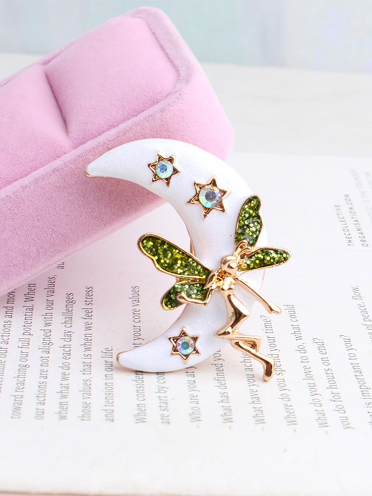 Cute Funny Moon Butterfly Alloy Inlay Artificial Gemstones Women's Brooches display picture 1