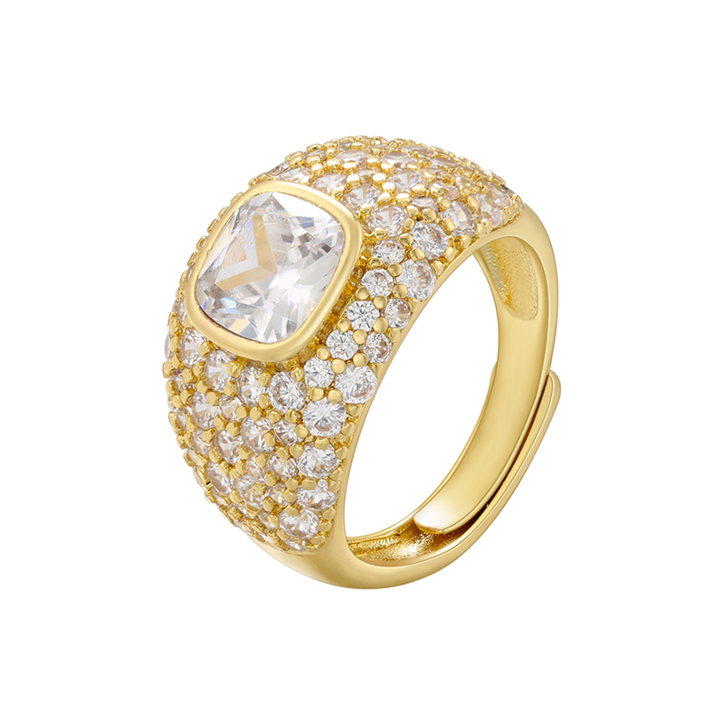 Elegant Luxurious Round Copper Plating Inlay Zircon 18k Gold Plated Open Rings display picture 4
