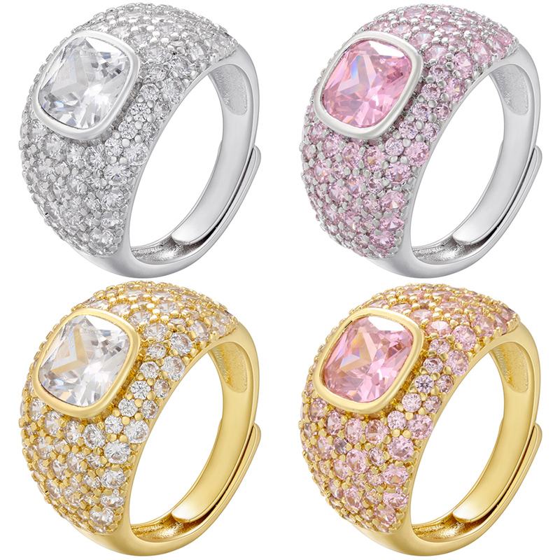 Elegant Luxurious Round Copper Plating Inlay Zircon 18k Gold Plated Open Rings display picture 5