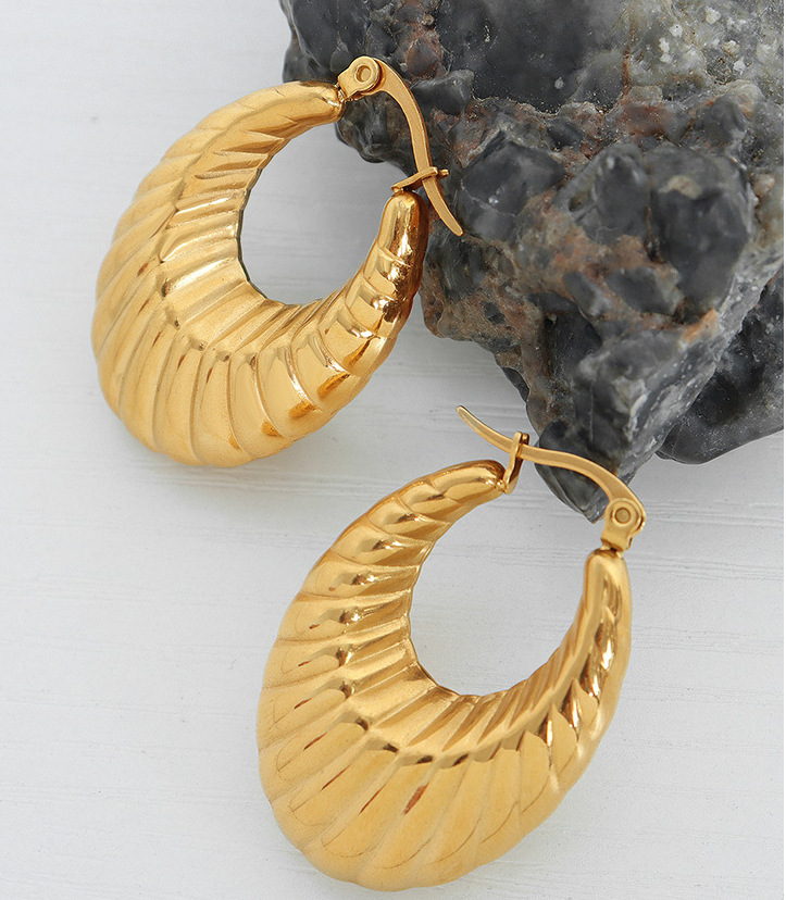 1 Pair Simple Style Classic Style Twist Plating Titanium Steel Gold Plated Ear Studs display picture 1