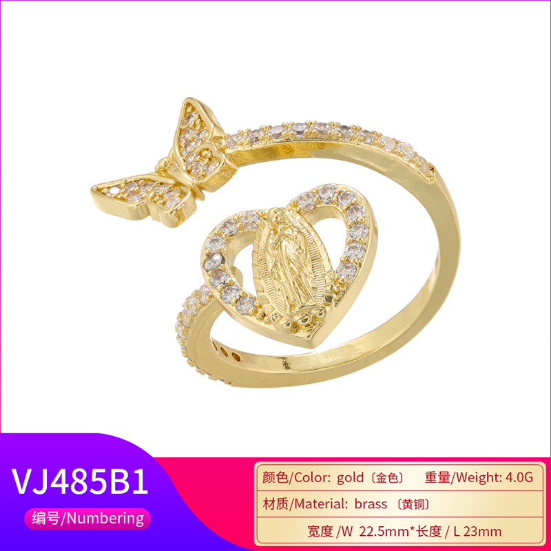 Casual Elegant Butterfly Copper Plating Inlay Zircon 18k Gold Plated Open Rings display picture 19