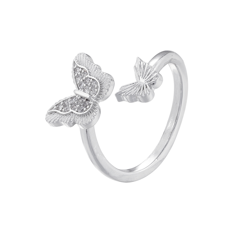 Casual Elegant Butterfly Copper Plating Inlay Zircon 18k Gold Plated Open Rings display picture 1