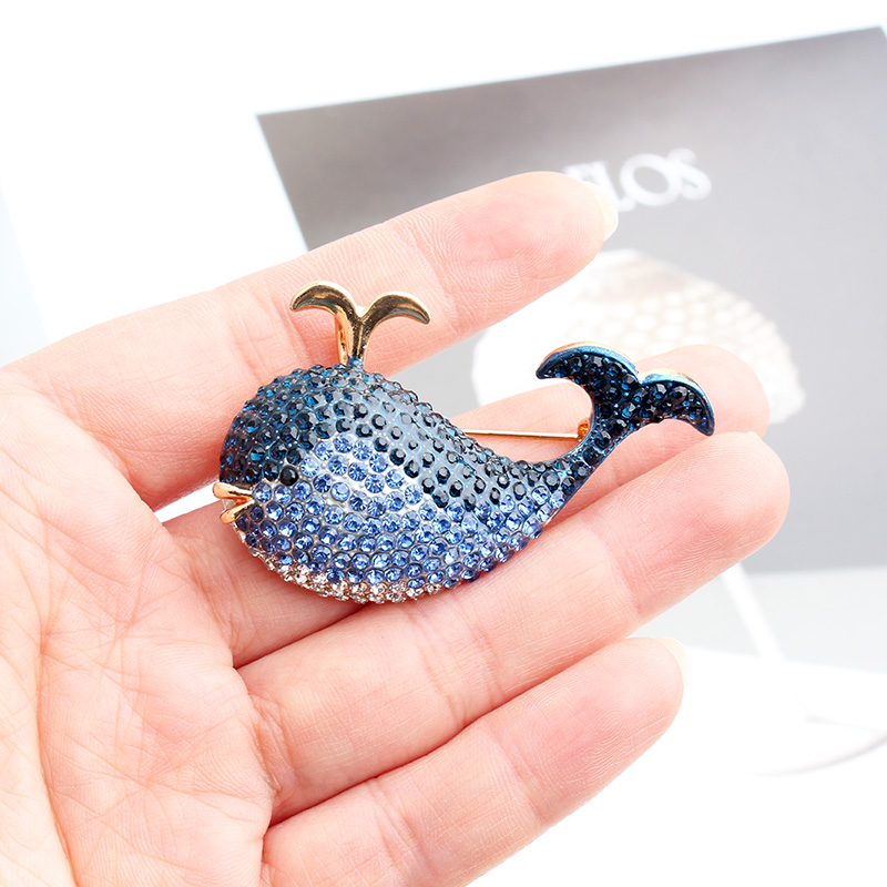 Cute Dolphin Alloy Inlay Zircon Unisex Brooches display picture 2