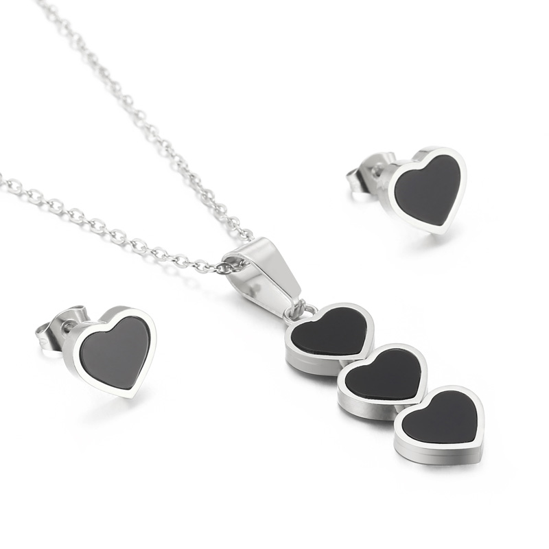 Titanium Steel 18K Gold Plated Cute Vacation Heart Shape Jewelry Set display picture 1