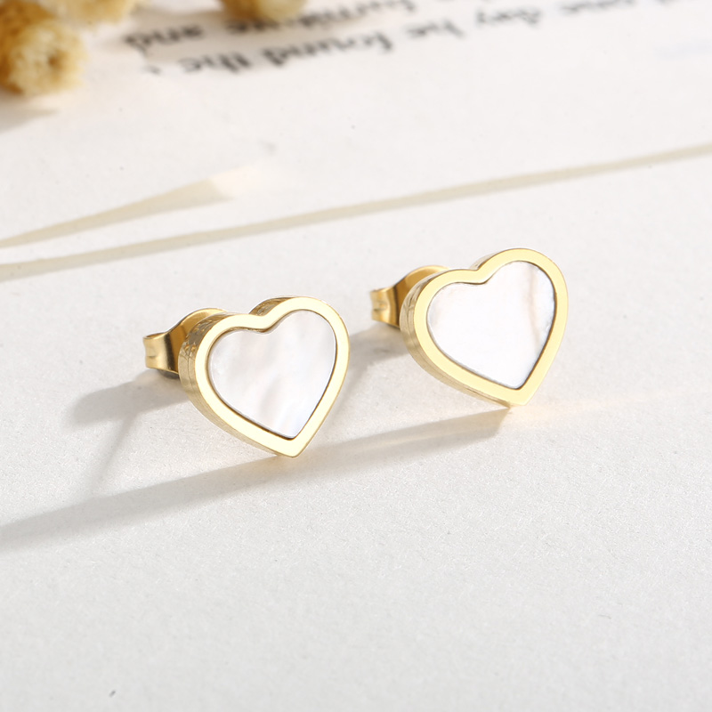 Titanium Steel 18K Gold Plated Cute Vacation Heart Shape Jewelry Set display picture 7