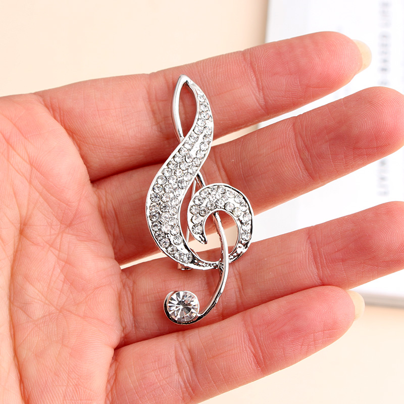 Formal Romantic Notes Alloy Inlay Rhinestones Unisex Brooches display picture 5