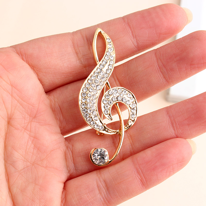 Formal Romantic Notes Alloy Inlay Rhinestones Unisex Brooches display picture 4