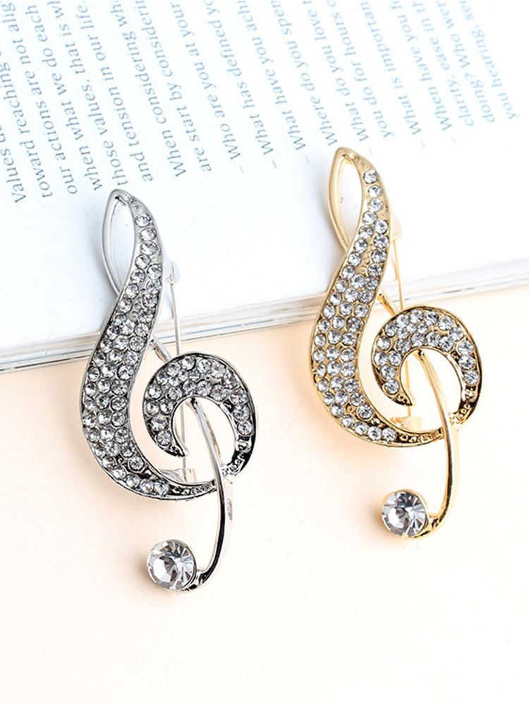 Formal Romantic Notes Alloy Inlay Rhinestones Unisex Brooches display picture 3