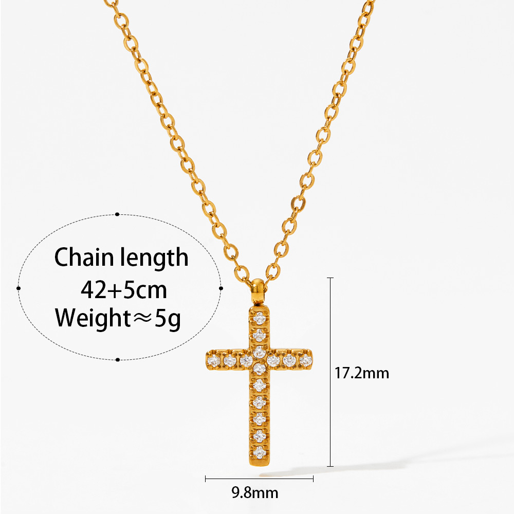 304 Stainless Steel 16K Gold Plated White Gold Plated Gold Plated Simple Style Inlay Cross Rhinestones Bracelets Earrings Necklace display picture 4