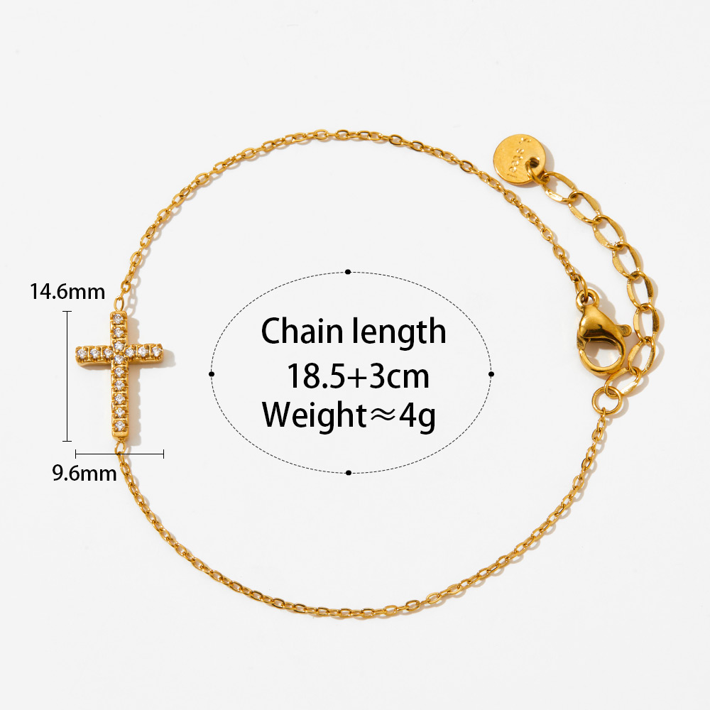 304 Stainless Steel 16K Gold Plated White Gold Plated Gold Plated Simple Style Inlay Cross Rhinestones Bracelets Earrings Necklace display picture 5