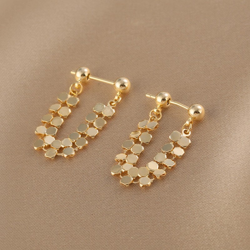 1 Pair Simple Style Solid Color Patchwork Alloy Ear Studs display picture 2