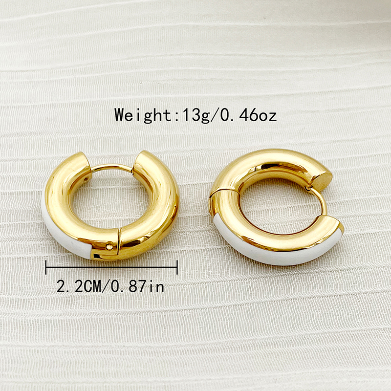 1 Pair Commute C Shape Polishing Enamel Plating 304 Stainless Steel 14K Gold Plated Earrings display picture 4