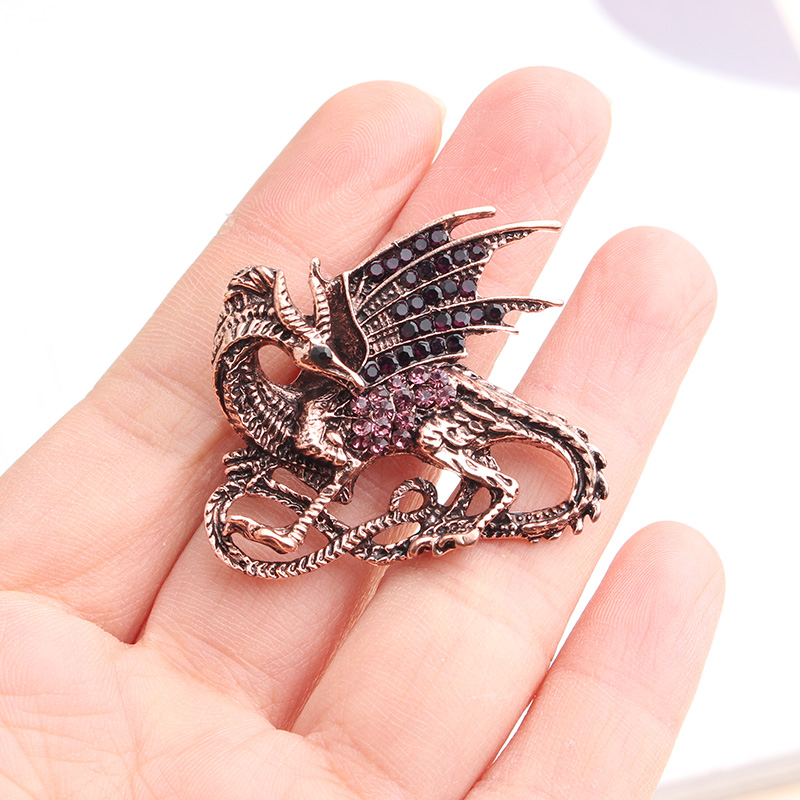 Retro Dragon Alloy Inlay Alloy Men's Brooches display picture 4