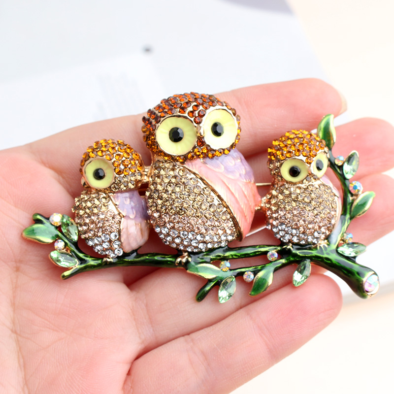 Retro Novelty Owl Alloy Inlay Rhinestones Unisex Brooches display picture 4