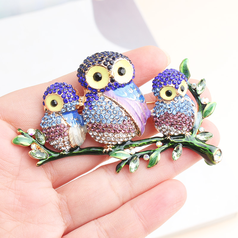 Retro Novelty Owl Alloy Inlay Rhinestones Unisex Brooches display picture 3