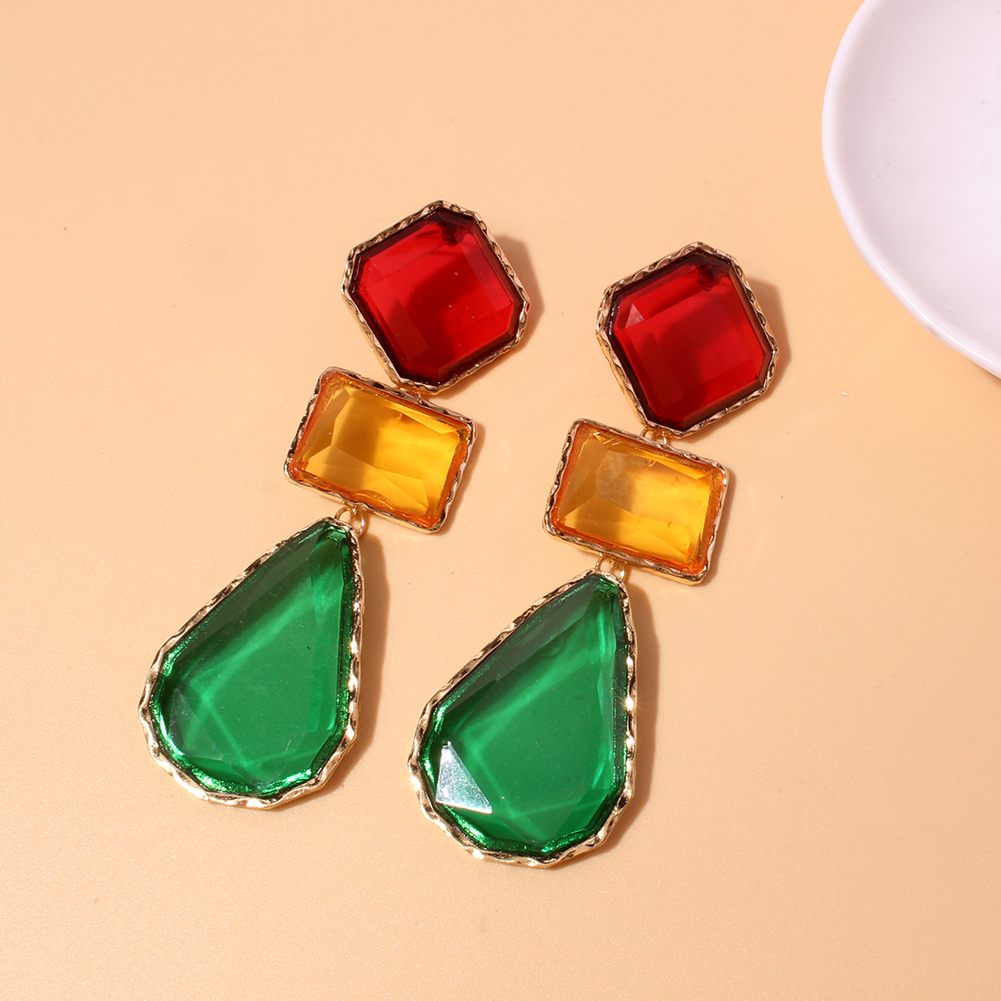 1 Pair Simple Style Water Droplets Inlay Alloy Glass Drop Earrings display picture 4