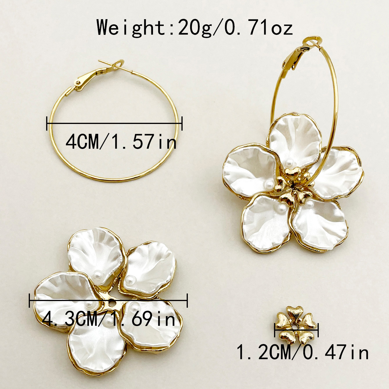 1 Pair Classical Vintage Style Flower Plating Inlay 304 Stainless Steel Shell 14K Gold Plated Earrings display picture 3