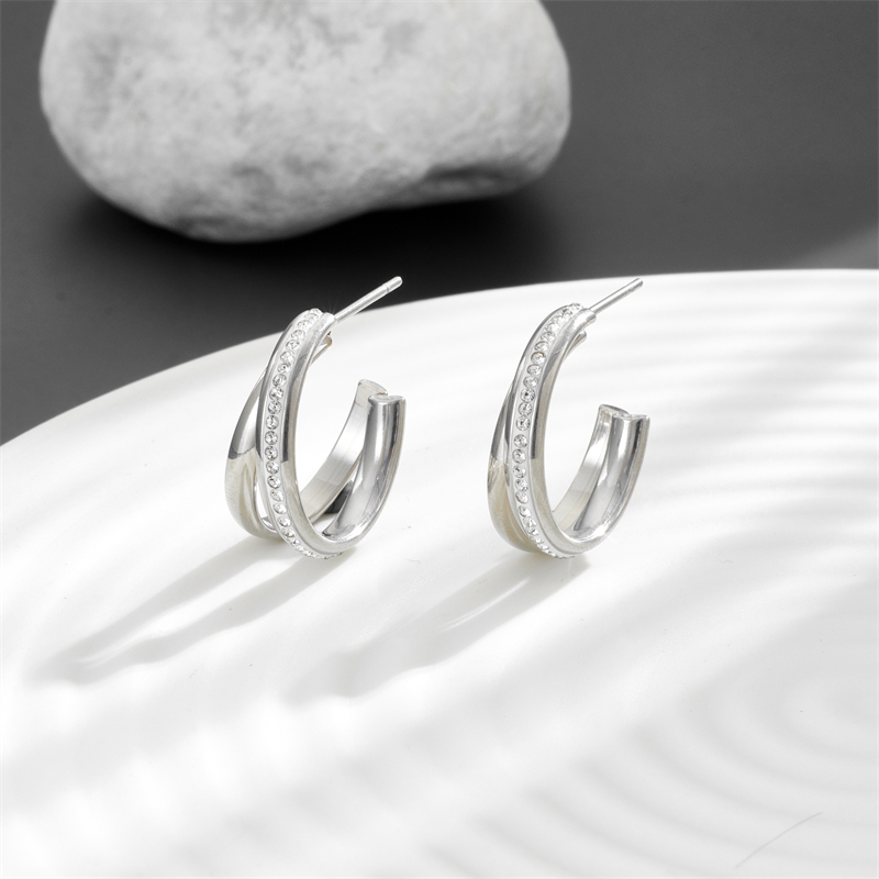 1 Pair Retro Simple Style Geometric Plating Inlay Titanium Steel Zircon 18K Gold Plated Ear Studs display picture 2