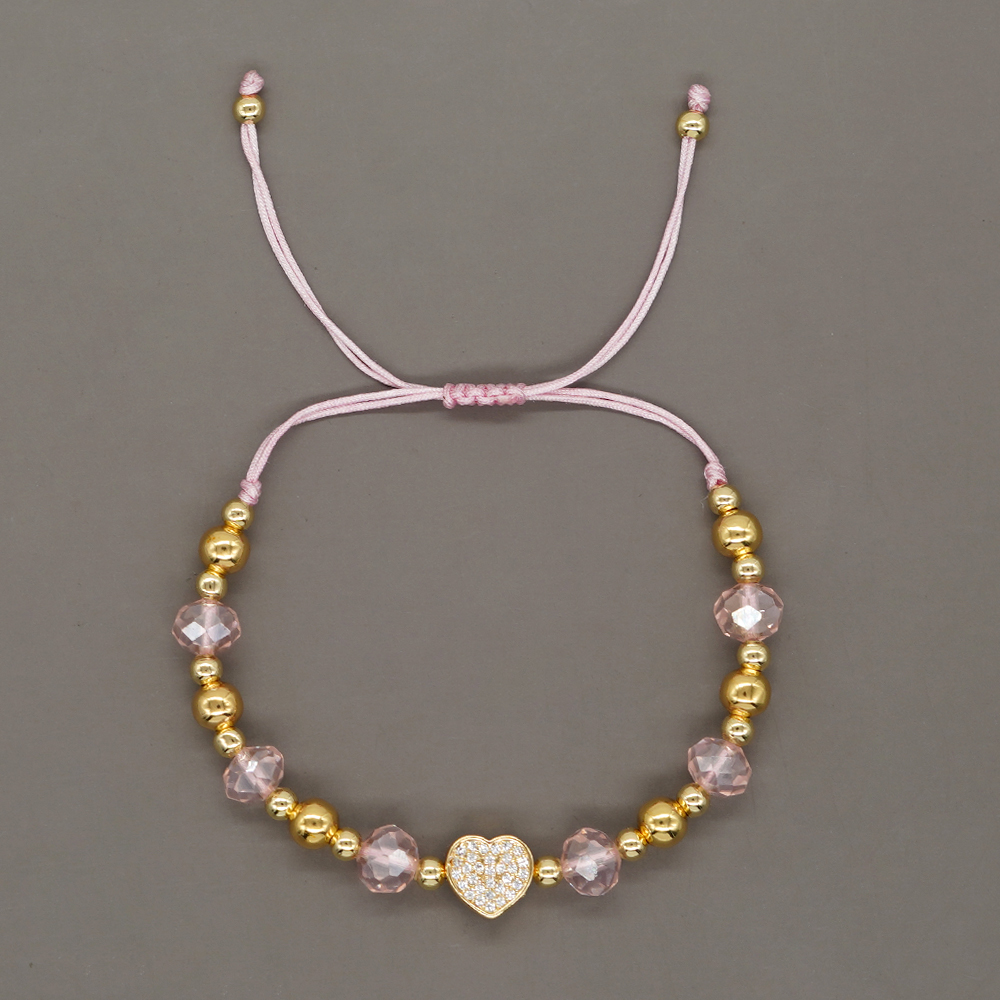 Simple Style Pentagram Heart Shape Artificial Crystal Beaded Braid Women's Bracelets display picture 11
