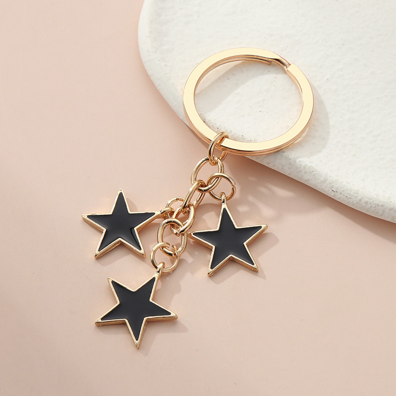 Commute Pentagram Metal Enamel Gold Plated Bag Pendant Keychain display picture 4